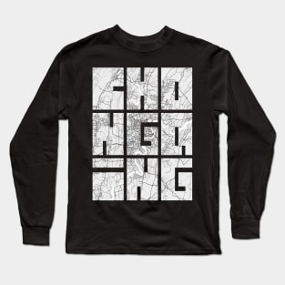 Chongqing, China City Map Typography - Light Long Sleeve T-Shirt